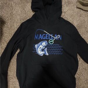 Magellan Outdoors Black Hoodie with Blue Graphic